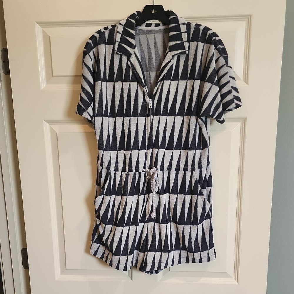 Marine Layer Black and Gray Geometric Jumpsuit